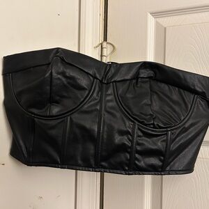 Forever 21 Black Faux Leather Crop Top